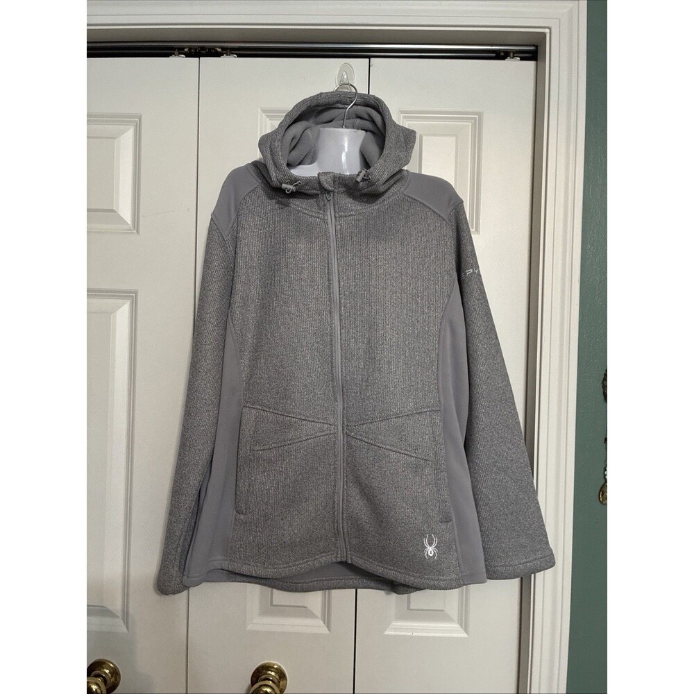 Spyder Women’s Full Zip Waffle Knit Hoodie Jacket Gray Size XL 2024 Active